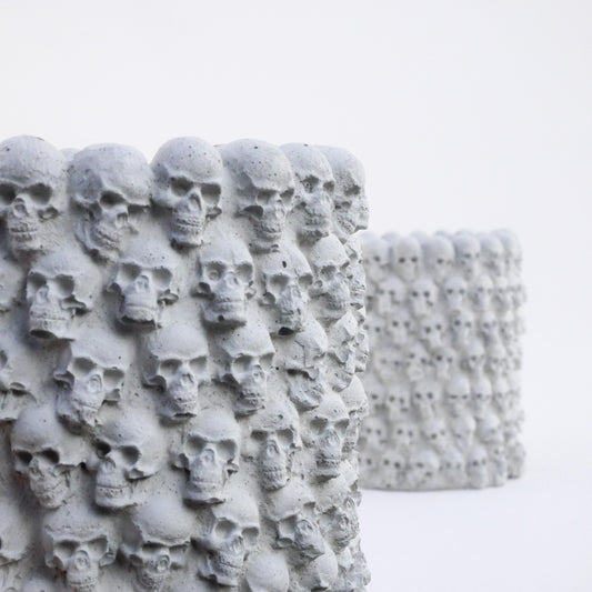 Handmade Concrete Skull Pile Planter | Gothic Home Decor