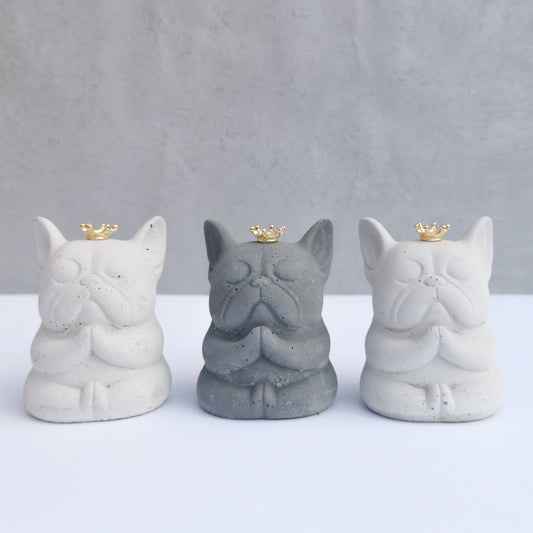 Meditating French Bulldog with Golden Crown