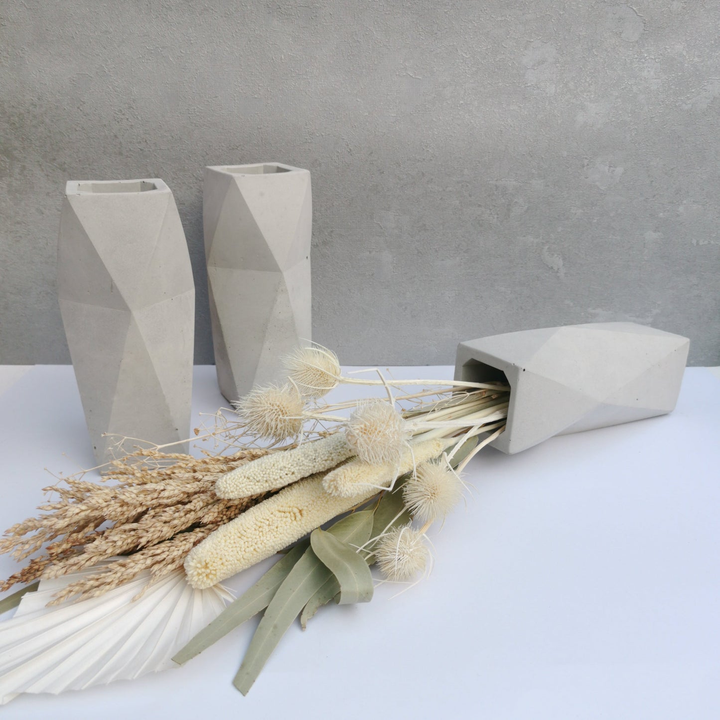 Large Retro Concrete Vase for Dry Flowers