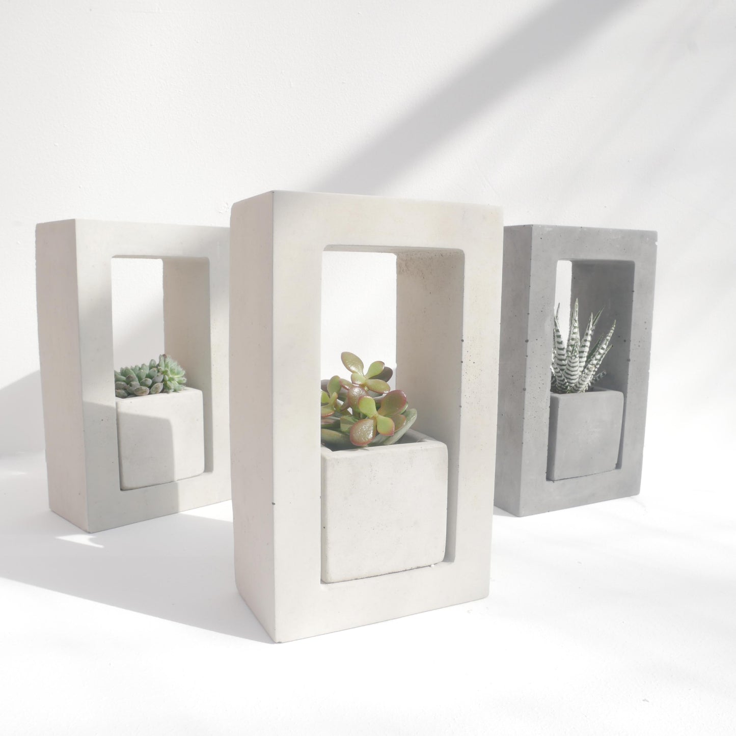 Square Planter with Contemporary Display Block - Handmade