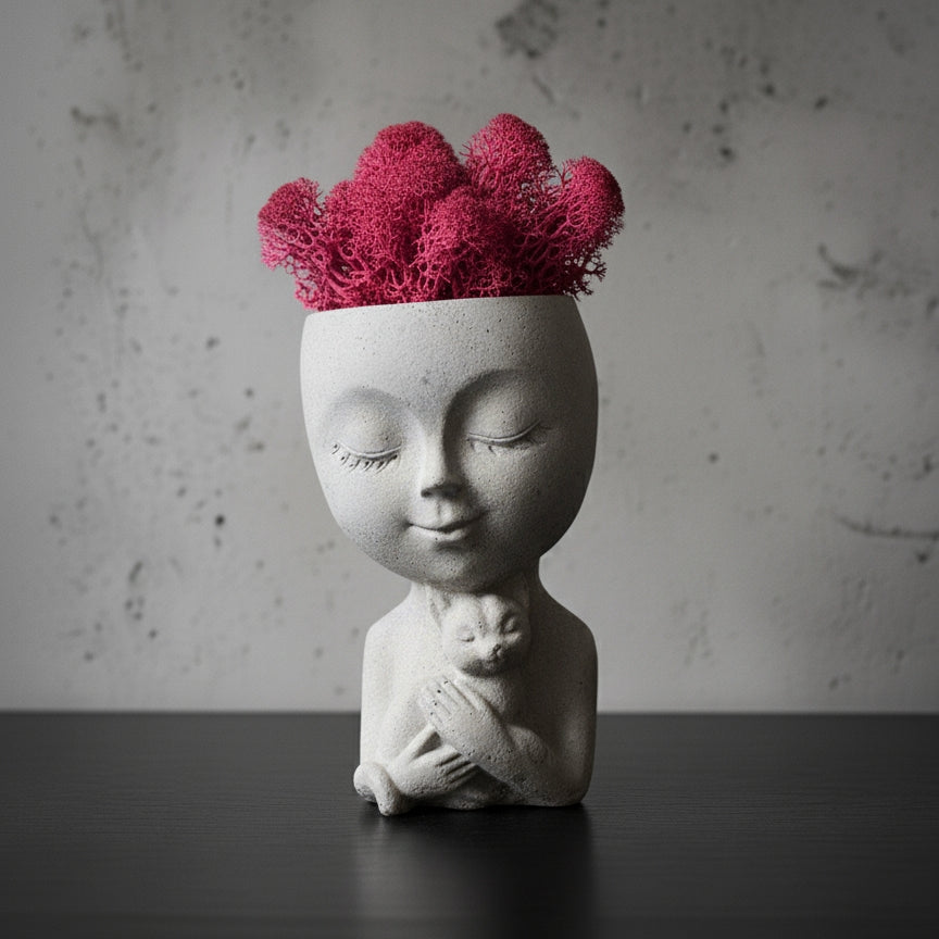 Handmade Concrete Cuddles with Cat and Moss