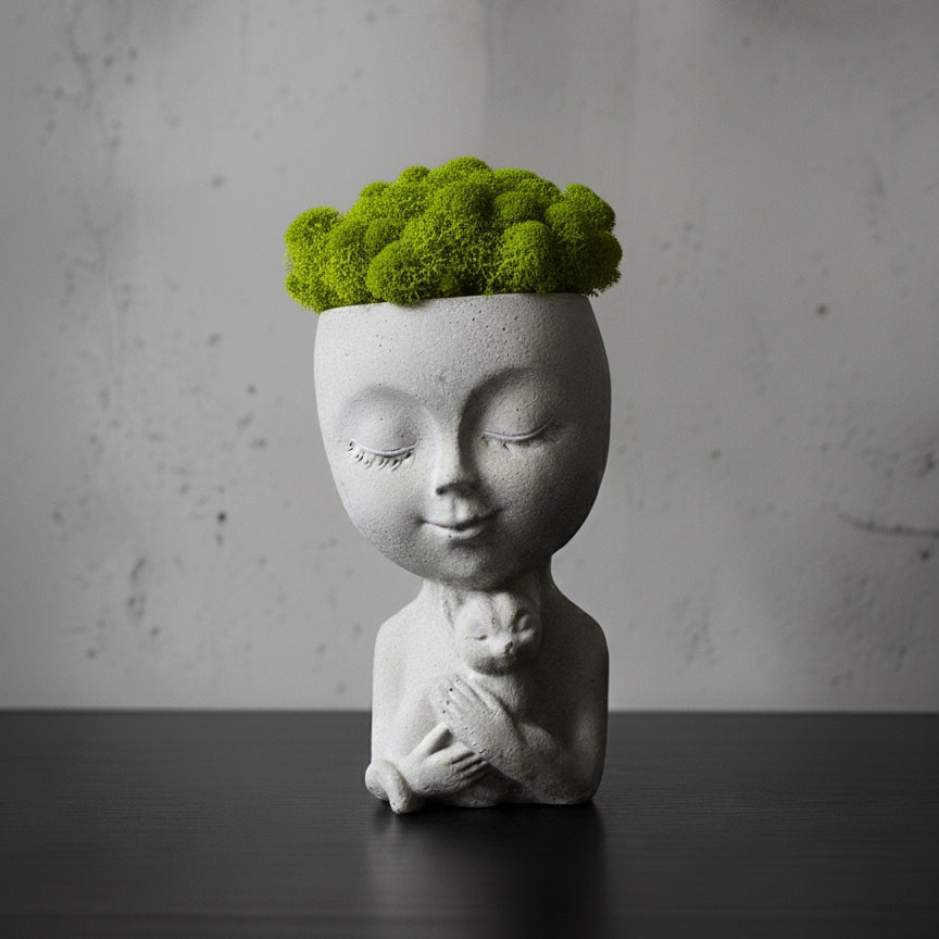 Handmade Concrete Cuddles with Cat and Moss