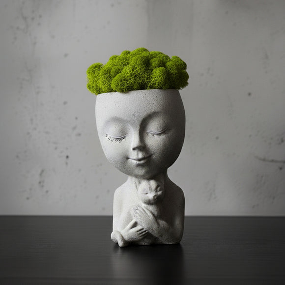 Handmade Concrete Cuddles with Cat and Moss