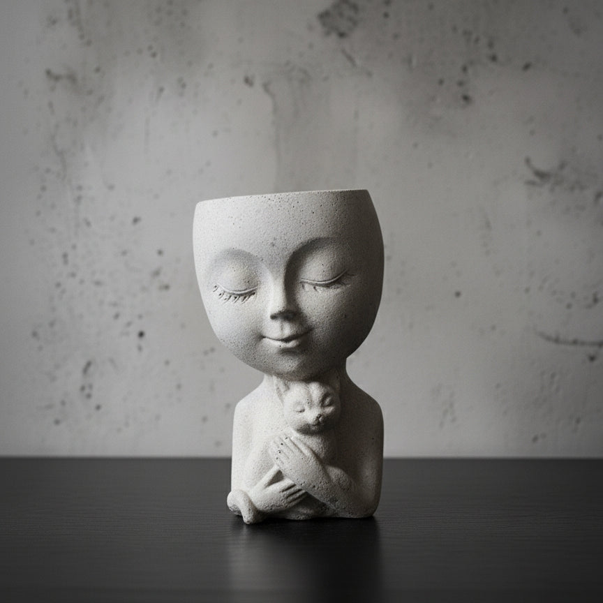 Handmade Concrete Cuddles with Cat and Moss