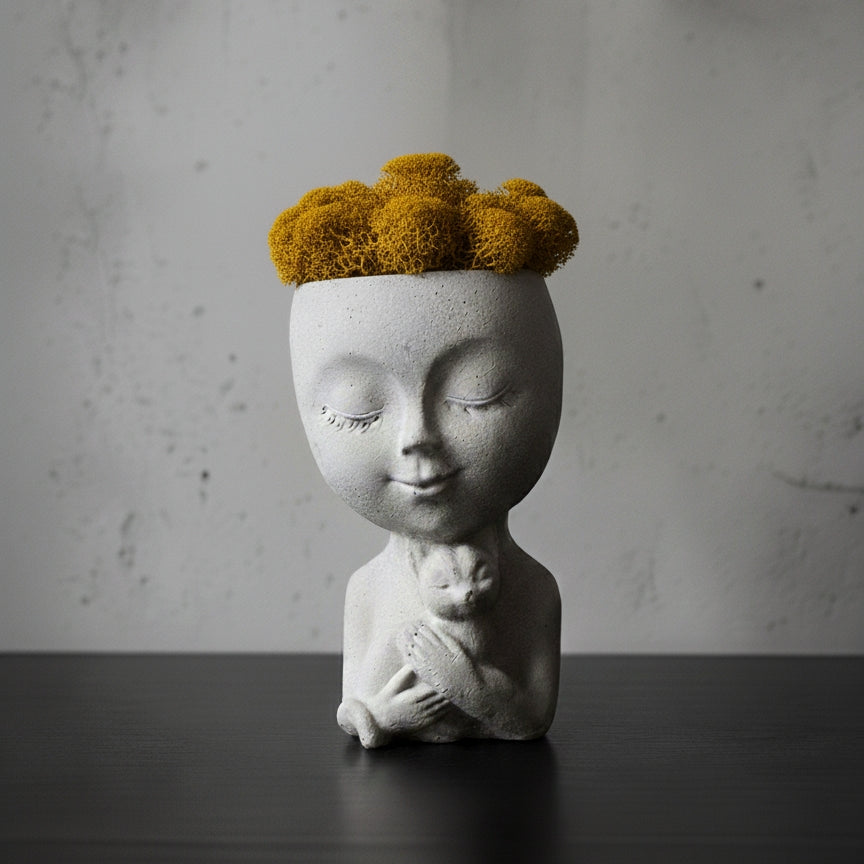 Handmade Concrete Cuddles with Cat and Moss