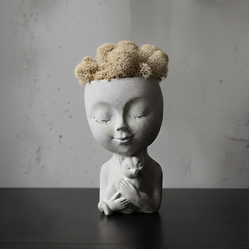 Handmade Concrete Cuddles with Cat and Moss