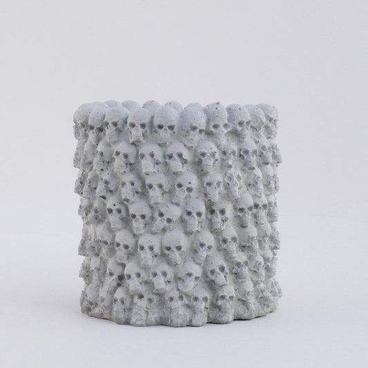 Handmade Concrete Skull Pile Planter | Gothic Home Decor