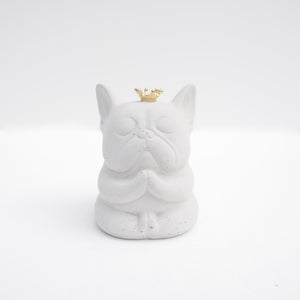 Meditating French Bulldog with Golden Crown